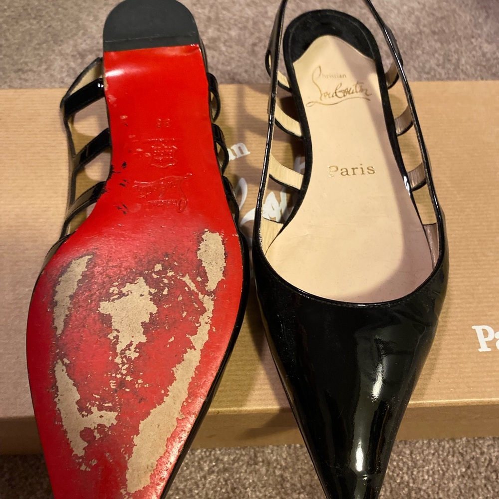 Christian Louboutin cutout mule black flats - Picture 7 of 9